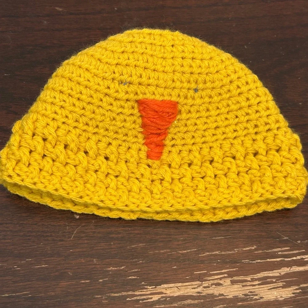 Handmade‎ Crochet Chick Beanie Hat Yellow Knit Animal Bird Kids Baby Toddler